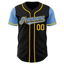 Laden Sie das Bild in den Galerie-Viewer, Custom Black Light Blue-Yellow Authentic Two Tone Baseball Jersey