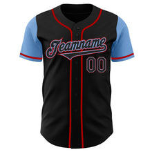 Laden Sie das Bild in den Galerie-Viewer, Custom Black Light Blue-Red Authentic Two Tone Baseball Jersey