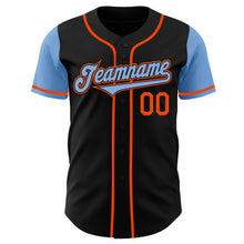 Laden Sie das Bild in den Galerie-Viewer, Custom Black Light Blue-Orange Authentic Two Tone Baseball Jersey
