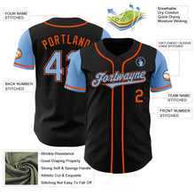 Laden Sie das Bild in den Galerie-Viewer, Custom Black Light Blue-Orange Authentic Two Tone Baseball Jersey