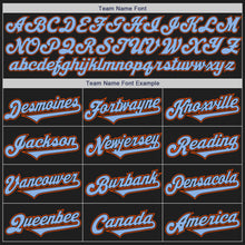 Laden Sie das Bild in den Galerie-Viewer, Custom Black Light Blue-Orange Authentic Two Tone Baseball Jersey