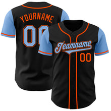 Laden Sie das Bild in den Galerie-Viewer, Custom Black Light Blue-Orange Authentic Two Tone Baseball Jersey