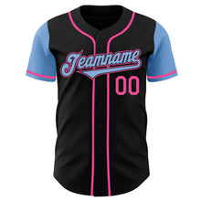 Laden Sie das Bild in den Galerie-Viewer, Custom Black Light Blue-Pink Authentic Two Tone Baseball Jersey