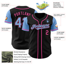 Laden Sie das Bild in den Galerie-Viewer, Custom Black Light Blue-Pink Authentic Two Tone Baseball Jersey