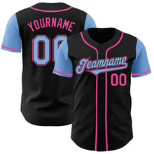 Laden Sie das Bild in den Galerie-Viewer, Custom Black Light Blue-Pink Authentic Two Tone Baseball Jersey