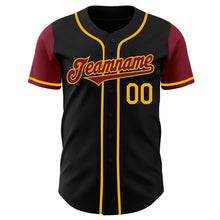 Laden Sie das Bild in den Galerie-Viewer, Custom Black Crimson-Gold Authentic Two Tone Baseball Jersey