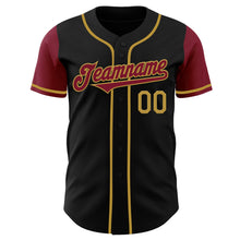 Laden Sie das Bild in den Galerie-Viewer, Custom Black Crimson-Old Gold Authentic Two Tone Baseball Jersey