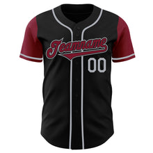 Laden Sie das Bild in den Galerie-Viewer, Custom Black Crimson-Gray Authentic Two Tone Baseball Jersey