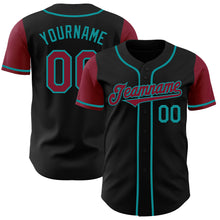 Laden Sie das Bild in den Galerie-Viewer, Custom Black Crimson-Teal Authentic Two Tone Baseball Jersey