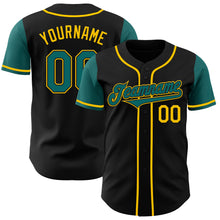 Laden Sie das Bild in den Galerie-Viewer, Custom Black Teal-Yellow Authentic Two Tone Baseball Jersey