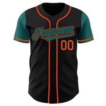 Laden Sie das Bild in den Galerie-Viewer, Custom Black Teal-Orange Authentic Two Tone Baseball Jersey