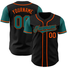 Laden Sie das Bild in den Galerie-Viewer, Custom Black Teal-Orange Authentic Two Tone Baseball Jersey