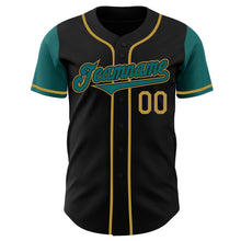 Laden Sie das Bild in den Galerie-Viewer, Custom Black Teal-Old Gold Authentic Two Tone Baseball Jersey