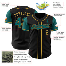 Laden Sie das Bild in den Galerie-Viewer, Custom Black Teal-Old Gold Authentic Two Tone Baseball Jersey
