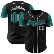 Laden Sie das Bild in den Galerie-Viewer, Custom Black Teal-Gray Authentic Two Tone Baseball Jersey