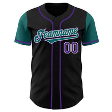 Laden Sie das Bild in den Galerie-Viewer, Custom Black Teal-Purple Authentic Two Tone Baseball Jersey