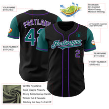 Laden Sie das Bild in den Galerie-Viewer, Custom Black Teal-Purple Authentic Two Tone Baseball Jersey