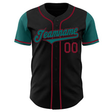 Laden Sie das Bild in den Galerie-Viewer, Custom Black Teal-Crimson Authentic Two Tone Baseball Jersey