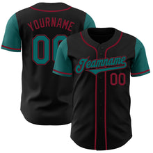 Laden Sie das Bild in den Galerie-Viewer, Custom Black Teal-Crimson Authentic Two Tone Baseball Jersey