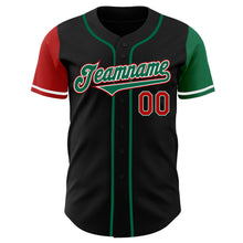 Laden Sie das Bild in den Galerie-Viewer, Custom Black Red-Kelly Green Authentic Two Tone Baseball Jersey