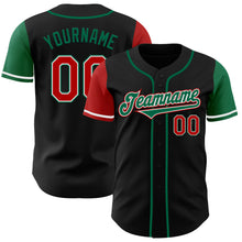Laden Sie das Bild in den Galerie-Viewer, Custom Black Red-Kelly Green Authentic Two Tone Baseball Jersey