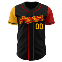 Laden Sie das Bild in den Galerie-Viewer, Custom Black Red-Gold Authentic Two Tone Baseball Jersey