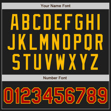 Laden Sie das Bild in den Galerie-Viewer, Custom Black Red-Gold Authentic Two Tone Baseball Jersey