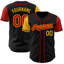 Laden Sie das Bild in den Galerie-Viewer, Custom Black Red-Gold Authentic Two Tone Baseball Jersey