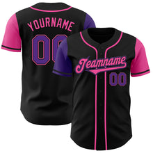 Laden Sie das Bild in den Galerie-Viewer, Custom Black Purple-Pink Authentic Two Tone Baseball Jersey