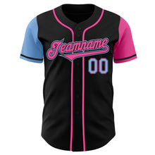 Laden Sie das Bild in den Galerie-Viewer, Custom Black Light Blue-Pink Authentic Two Tone Baseball Jersey