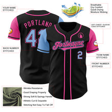 Laden Sie das Bild in den Galerie-Viewer, Custom Black Light Blue-Pink Authentic Two Tone Baseball Jersey