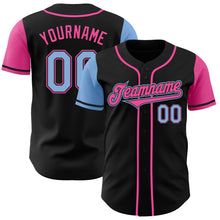 Laden Sie das Bild in den Galerie-Viewer, Custom Black Light Blue-Pink Authentic Two Tone Baseball Jersey