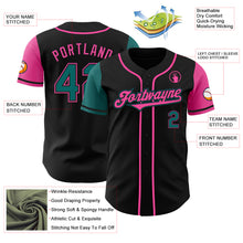 Laden Sie das Bild in den Galerie-Viewer, Custom Black Teal-Pink Authentic Two Tone Baseball Jersey