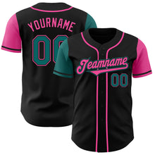 Laden Sie das Bild in den Galerie-Viewer, Custom Black Teal-Pink Authentic Two Tone Baseball Jersey
