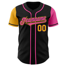 Laden Sie das Bild in den Galerie-Viewer, Custom Black Gold-Pink Authentic Two Tone Baseball Jersey
