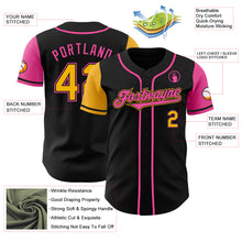 Laden Sie das Bild in den Galerie-Viewer, Custom Black Gold-Pink Authentic Two Tone Baseball Jersey