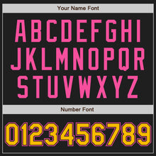 Laden Sie das Bild in den Galerie-Viewer, Custom Black Gold-Pink Authentic Two Tone Baseball Jersey