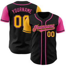 Laden Sie das Bild in den Galerie-Viewer, Custom Black Gold-Pink Authentic Two Tone Baseball Jersey