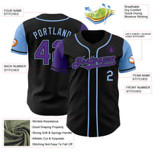 Laden Sie das Bild in den Galerie-Viewer, Custom Black Purple-Light Blue Authentic Two Tone Baseball Jersey