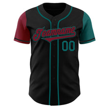 Laden Sie das Bild in den Galerie-Viewer, Custom Black Crimson-Teal Authentic Two Tone Baseball Jersey