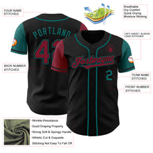 Laden Sie das Bild in den Galerie-Viewer, Custom Black Crimson-Teal Authentic Two Tone Baseball Jersey