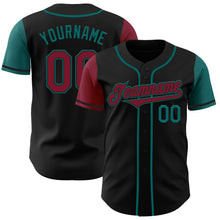 Laden Sie das Bild in den Galerie-Viewer, Custom Black Crimson-Teal Authentic Two Tone Baseball Jersey