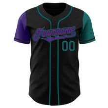 Laden Sie das Bild in den Galerie-Viewer, Custom Black Purple-Teal Authentic Two Tone Baseball Jersey