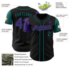 Laden Sie das Bild in den Galerie-Viewer, Custom Black Purple-Teal Authentic Two Tone Baseball Jersey