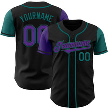 Laden Sie das Bild in den Galerie-Viewer, Custom Black Purple-Teal Authentic Two Tone Baseball Jersey