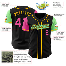 Laden Sie das Bild in den Galerie-Viewer, Custom Black Pink Pea Green-Gold Authentic Two Tone Baseball Jersey