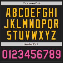 Laden Sie das Bild in den Galerie-Viewer, Custom Black Pink Pea Green-Gold Authentic Two Tone Baseball Jersey