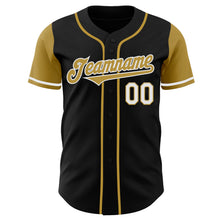Load image into Gallery viewer, Custom Black Old Gold-White Authentic Two Tone Baseball Jersey
