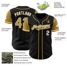 Load image into Gallery viewer, Custom Black Old Gold-White Authentic Two Tone Baseball Jersey
