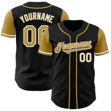 Load image into Gallery viewer, Custom Black Old Gold-White Authentic Two Tone Baseball Jersey
